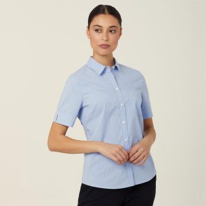 Ladies Avignon Pinstripe Short Sleeve Shirt