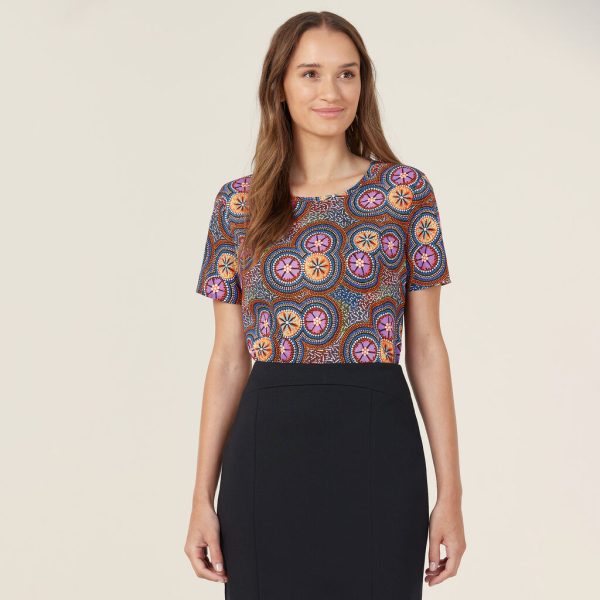 Ladies Polyester Print Bush Tucker Blouse