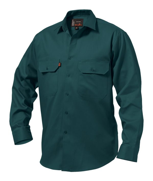 Mens Open Front Cotton Drill Work Shirt