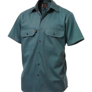 Mens Open Front Cotton Drill Work Shirt