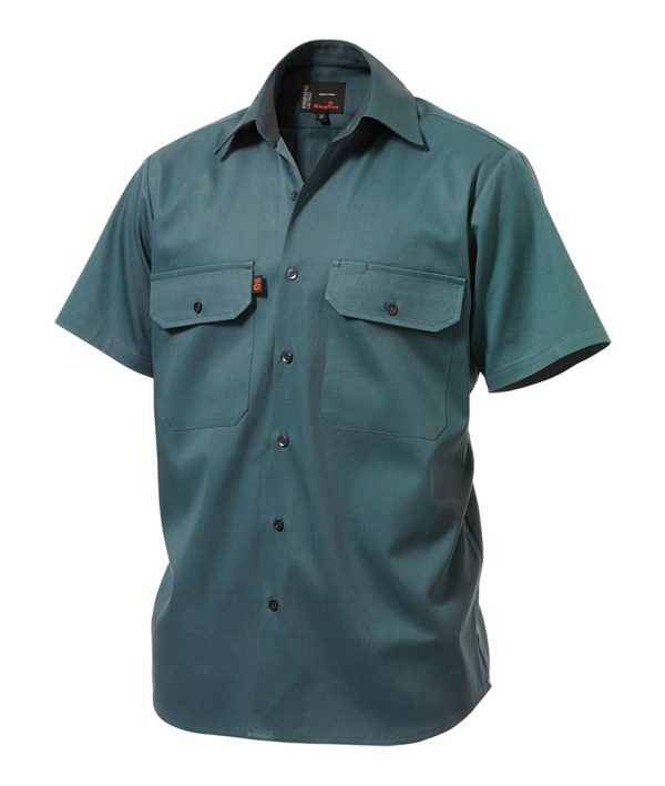 Mens Open Front Cotton Drill Work Shirt