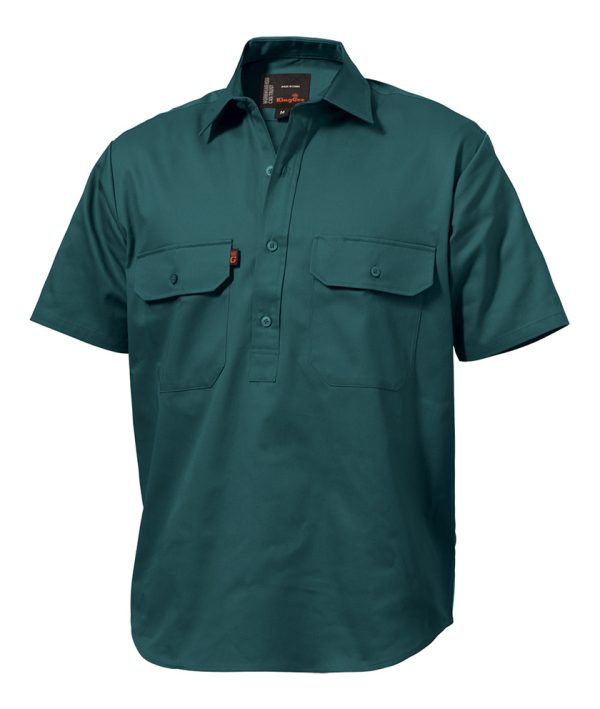 Mens ShortSleeve Front Cotton Drill Work Shirt