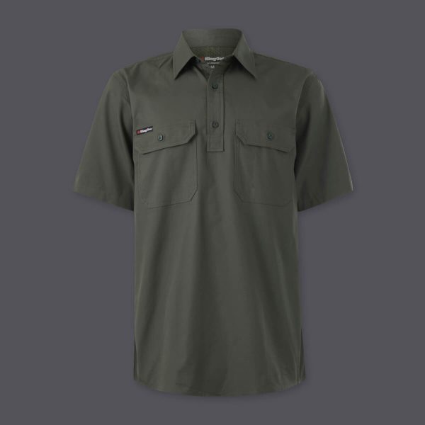 Mens Vented Closed Front Short Sleeve Shirt