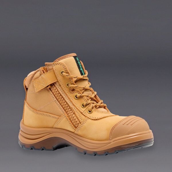 Tradie Ladies Zip/Lace Steel Cap Work Boots 5 Wheat