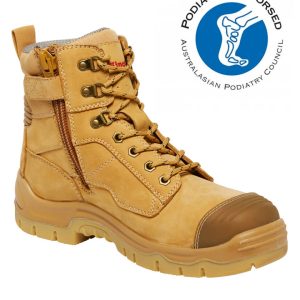 Mens Phoenix Zip/Lace Safety Work Boots 6 Wheat