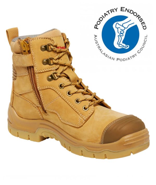 Mens Phoenix Zip/Lace Safety Work Boots 6 Wheat