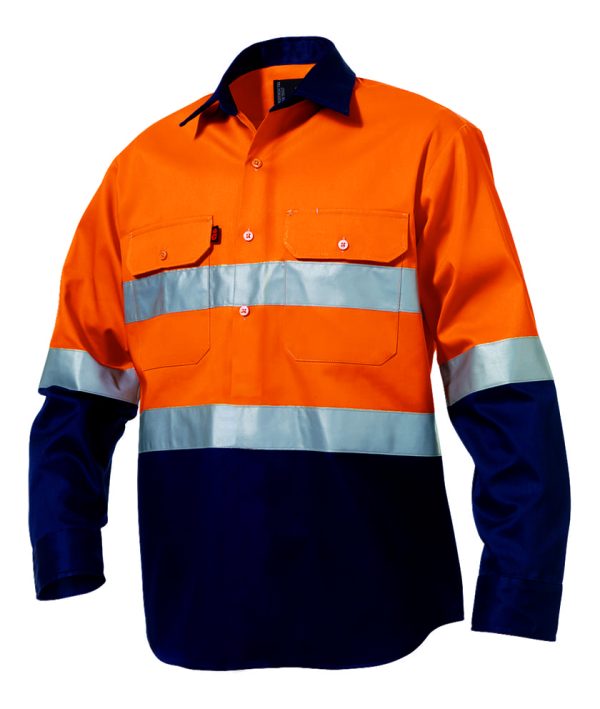 Mens Hi-Vis Closed Front Reflective Tape Shirt