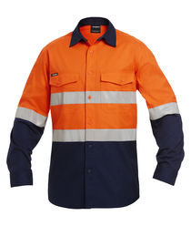 Mens Hi-Vis Open Front Reflective Taped Two Tone Work Shirt