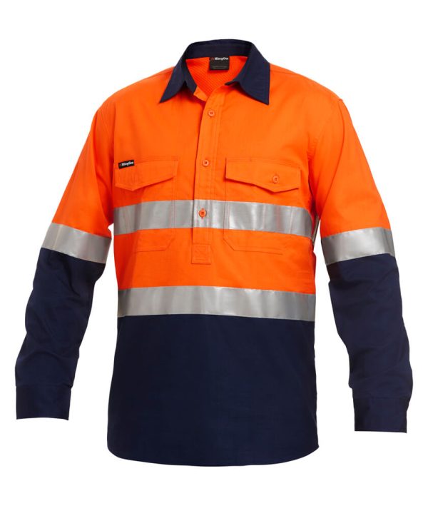 Mens Hi-Vis Closed Front ReflectiveTaped Work Shirt