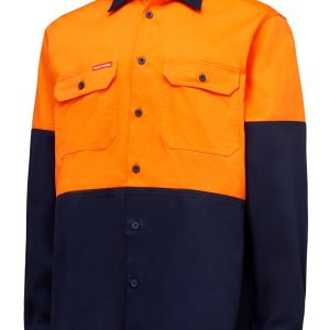 Mens Open Front Long Sleeve Drill Shirt