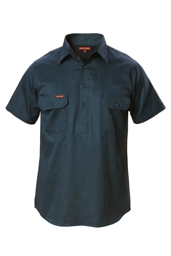 Mens Closed Front Cotton Drill Work Shirt