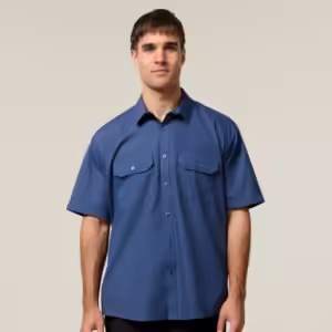 Mens Short Sleeve Permanent Press Shirt. 65% Polyester 35% Cotton. 120gsm -  Y07591