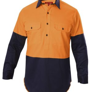 Mens Closed Front Two Tone Shirt With Gusset