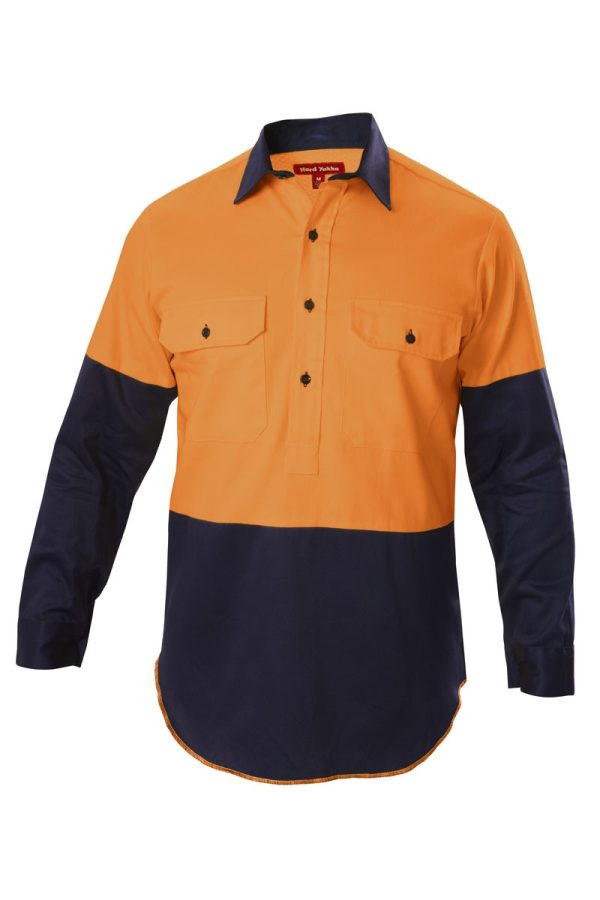 Mens Closed Front Two Tone Shirt With Gusset