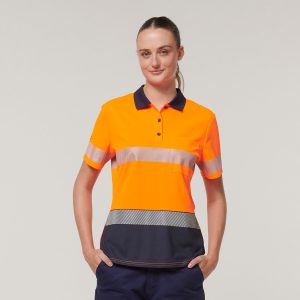 Ladies Short Sleeve Hi Vis Taped Polo