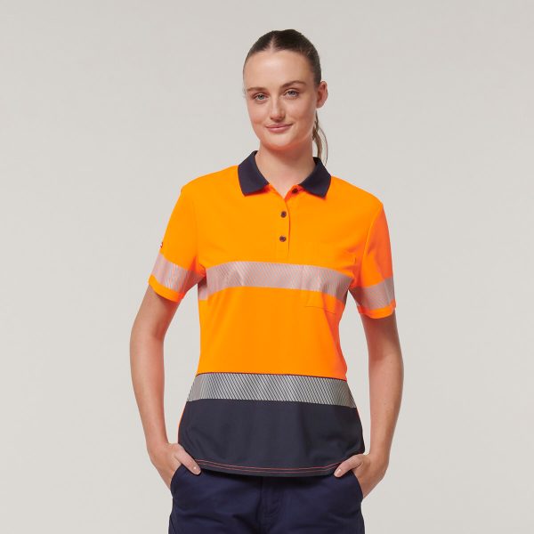 Ladies Short Sleeve Hi Vis Taped Polo