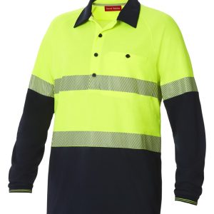 Mens Core Two Tone Taped Vented Long Sleeve Polo