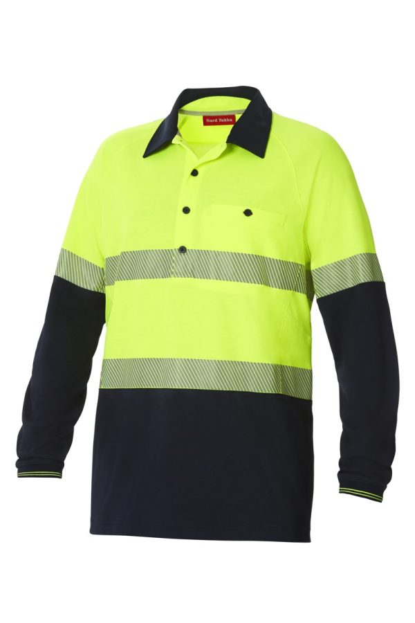 Mens Core Two Tone Taped Vented Long Sleeve Polo