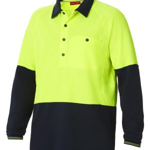 Mens Core Two Tone Vented Long Sleeve Polo