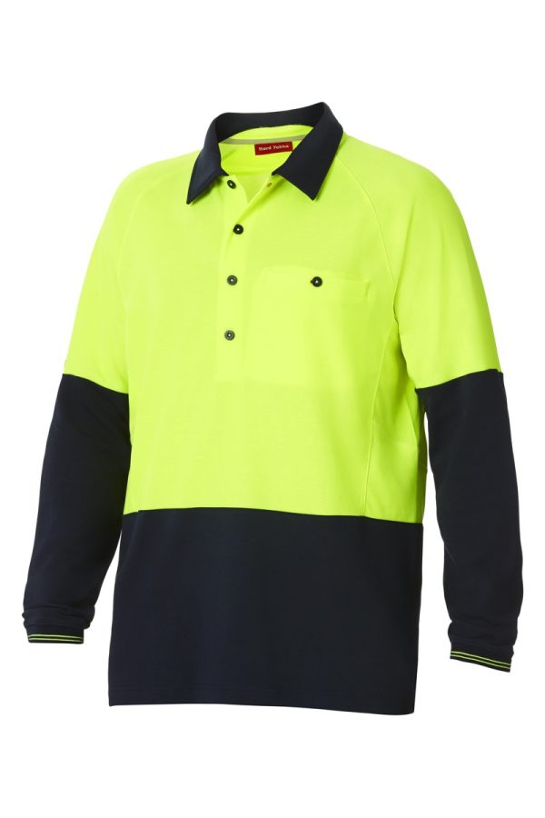 Mens Core Two Tone Vented Long Sleeve Polo