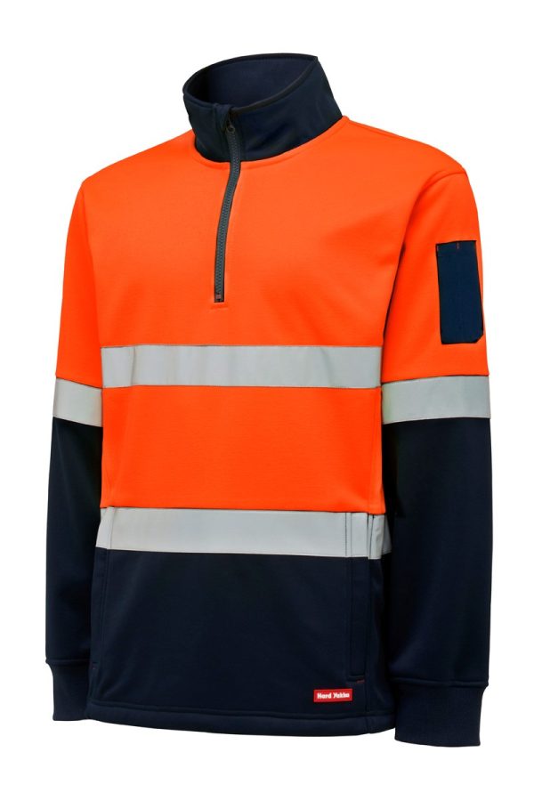 Mens Hi-Vis 2 Tone Zip Brushed Taped Fleece Jumper