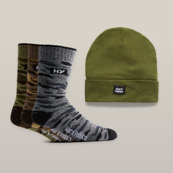 Mens Camo Sock & Beanie Bundle