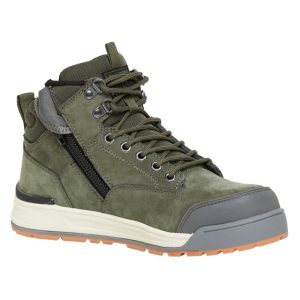 Mens Lace Up Olive Steel Toe Safety Boot