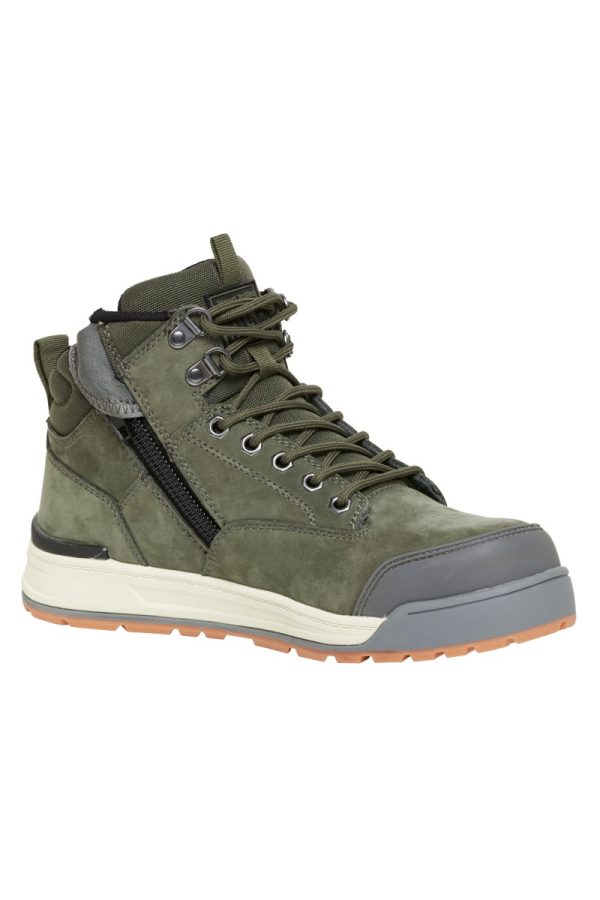 Mens Lace Up Olive Steel Toe Safety Boot