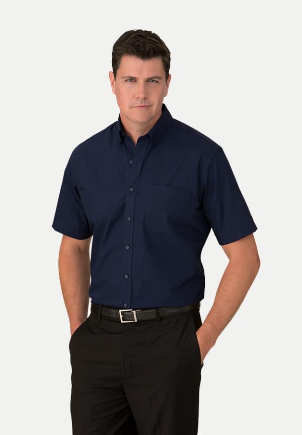 Mens Micro Check Short Sleeve Shirt