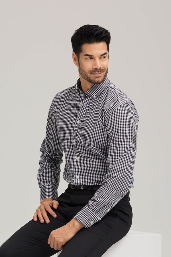 Mens City Check Long Sleeve Shirt