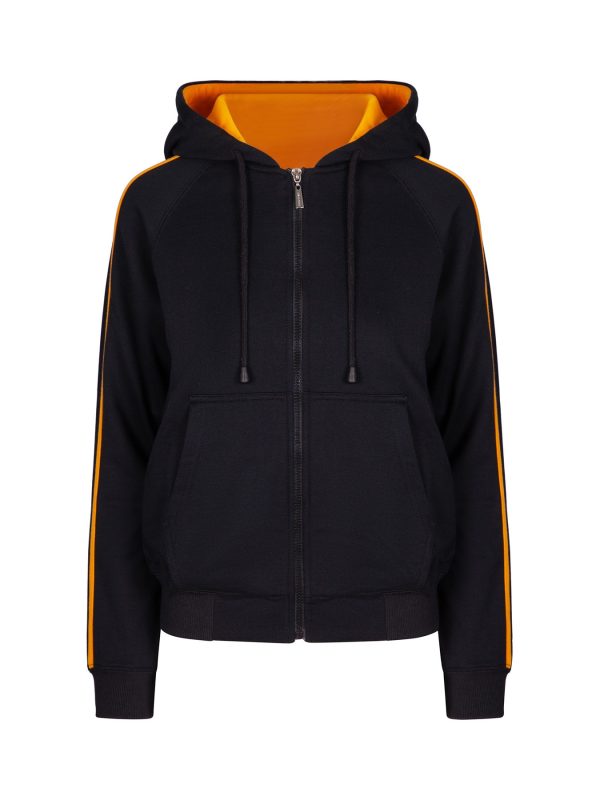 Ladies Junior Stripe Sleeves Hoodies. 60% Cotton 40% Polyester. 320gsm - F600UN - Image 2