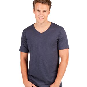 Mens Raw Cotton Wave V Neck T-Shirt