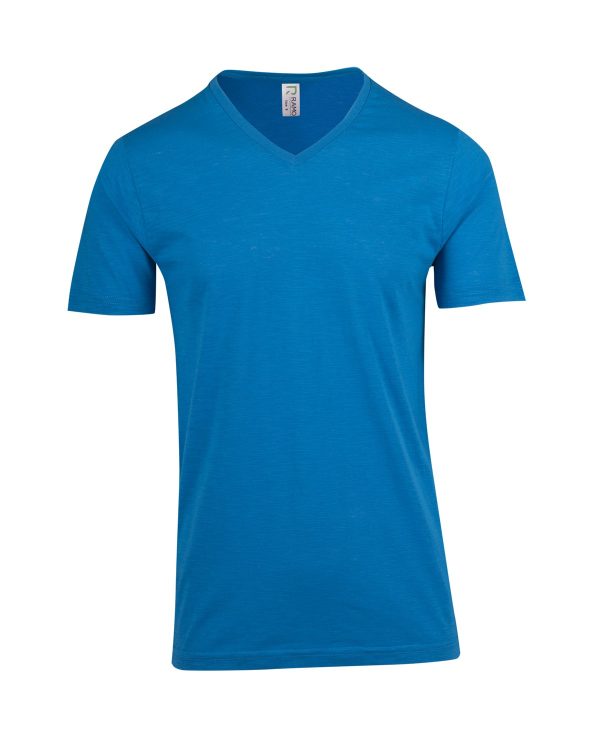 Mens Raw Cotton Wave V Neck T-Shirt - 80% Cotton 20% Polyester. 135gsm - T918TV - Image 2