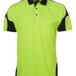 Mens Hi Vis Short Sleeve Arm Panel Polo