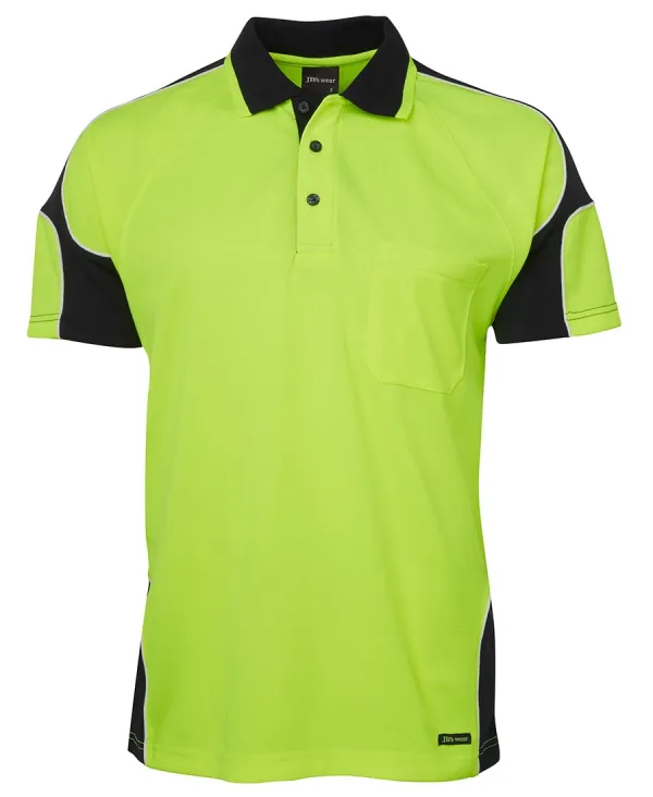 Mens Hi Vis Short Sleeve Arm Panel Polo