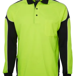 Mens Hi Vis Long Sleeve Arm Panel Polo