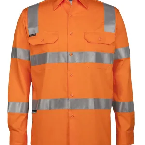 Mens Hi Vis Open Front Long Sleeve Rail Work Shirt