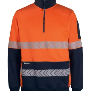 Mens Hi Vis 1/2 Zip Segmented Tape Fleece