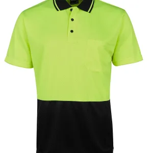 Mens Hi Vis Jacquard Non Cuff Polo