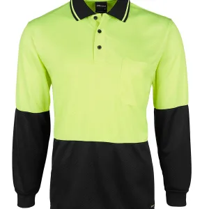 Mens Hi Vis Long Sleeve Jacquard Polo