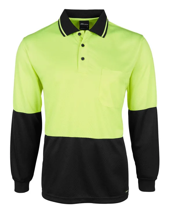 Mens Hi Vis Long Sleeve Jacquard Polo