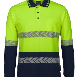 Mens Hi Vis Long Sleeve Segmented Tape Polo