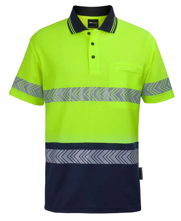 Mens Hi Vis Short Sleeve DN Cotton Back Segmented Tape Polo