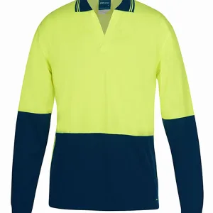 Mens Hi Vis Long Sleeve Non Button Polo