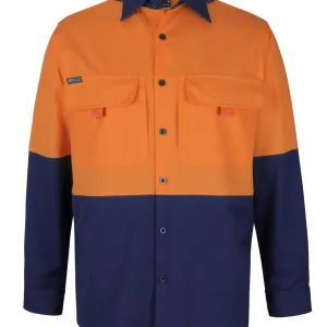 Mens Hi Vis Open FrontLong Sleeve Ripstop Fishing Shirt