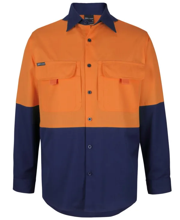 Mens Hi Vis Open FrontLong Sleeve Ripstop Fishing Shirt