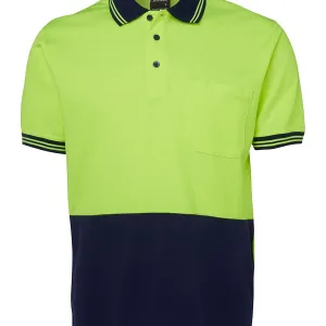 Mens Hi Vis Short Sleeve Cotton Back Polo