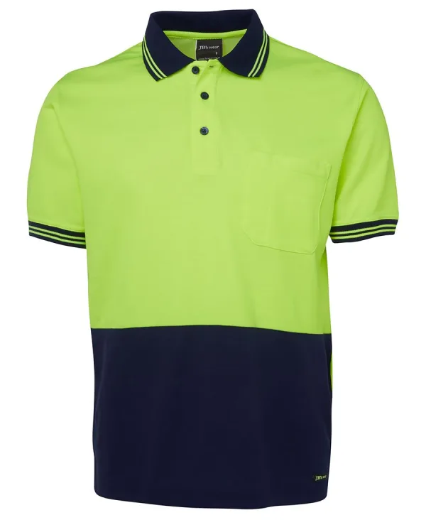 Mens Hi Vis Short Sleeve Cotton Back Polo