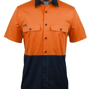 Mens Hi Vis Open Front Stretch Work Shirt