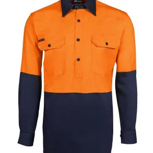 Mens Hi Vis Close Front long Sleeve Shirt